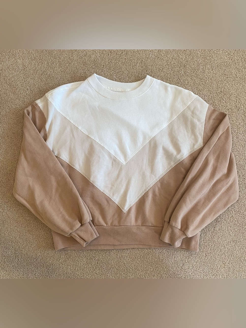 Abercrombie & Fitch Color Block Sweatshirt Womens Sz M Brown Cream Tan Soft A&F